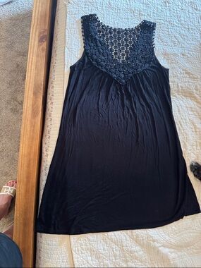 Kenneth Cole Reaction Black Sleeveless High-Low Dress with Crochet Yoke